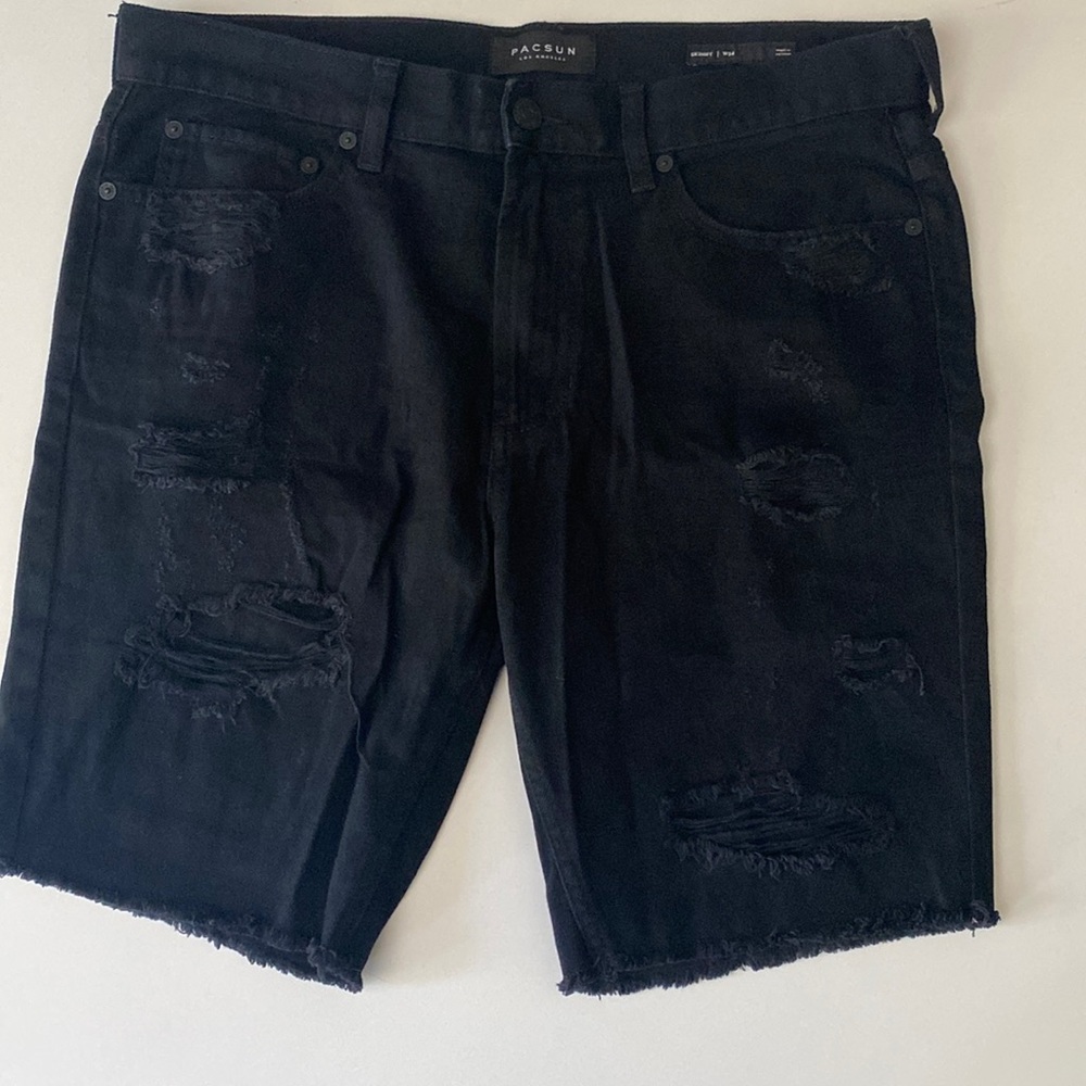 Black denim shorts